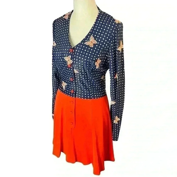 Vintage 70s Young Innocent by Arpeja Dress Butterfly Print Size 9 - Picture 4 of 14